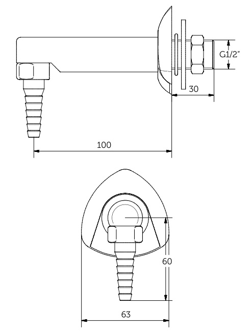 90 connection nozzle