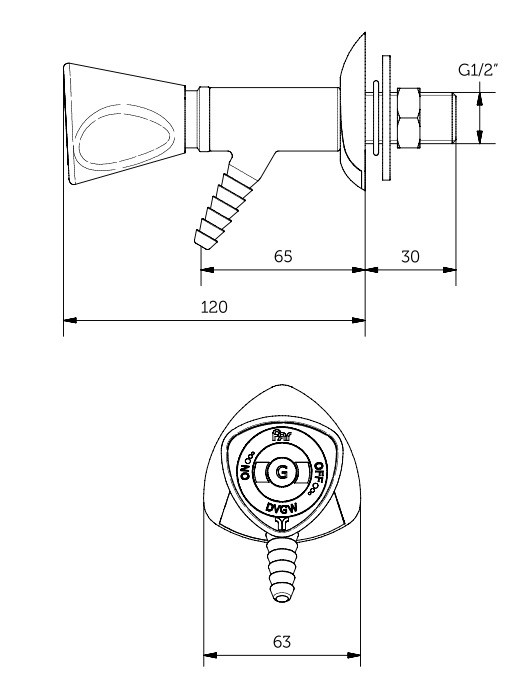Wall mounted tap with 60" nozzle