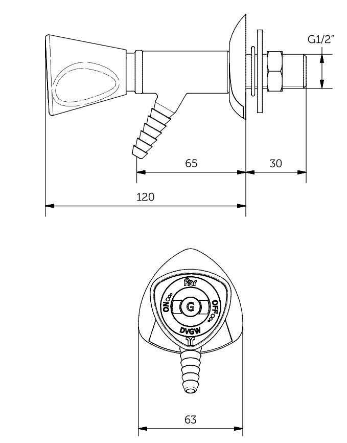 burnning gases wall mounted tap with 60" nozzle